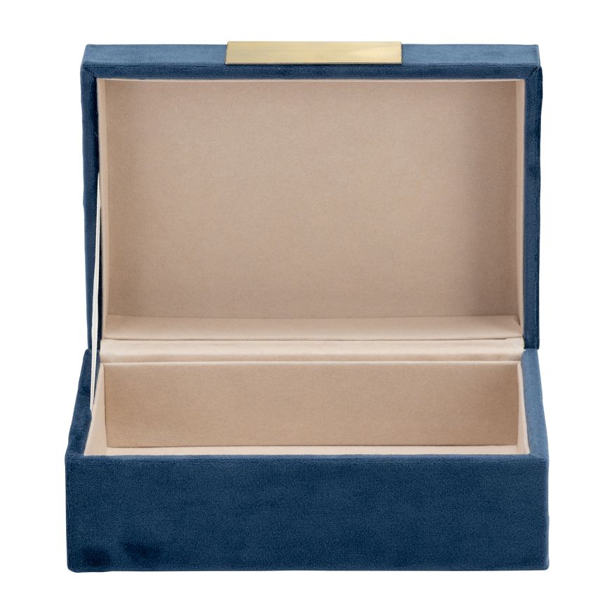 Sagebrook Velveteen Jewelry Box (Set Of 2) - Navy/Gold