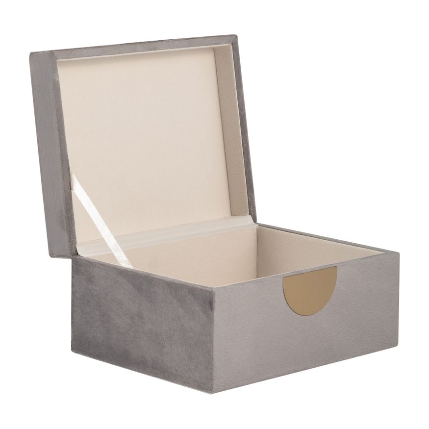 Sagebrook 7"/8"/9" Velveteen Jewelry Box (Set Of 3) - Gray