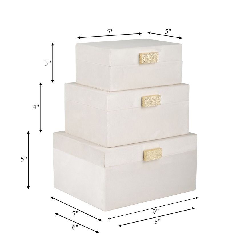 Sagebrook 7"/8"/9" Velveteen Jewelry Box (Set Of 3) - Cotton