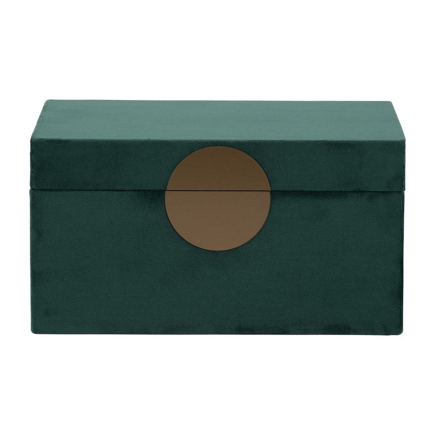 Sagebrook 7"/8"/9" Velveteen Box With Round Medallion (Set Of 3) - Green