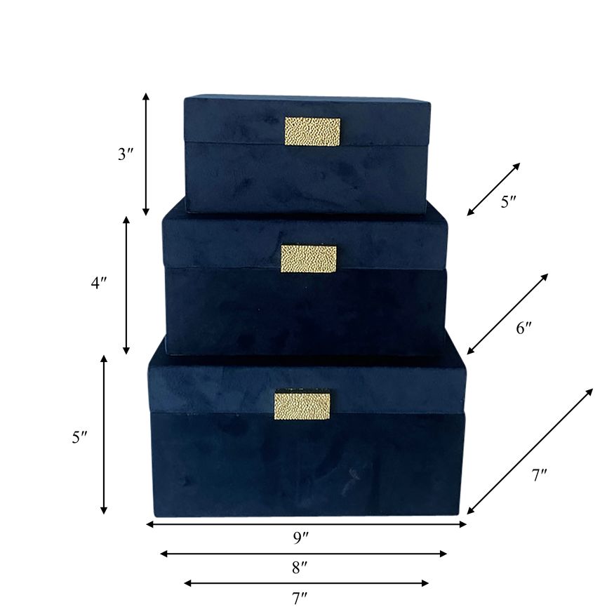 Sagebrook 7"/8"/9" Velveteen Jewelry Box (Set Of 3)