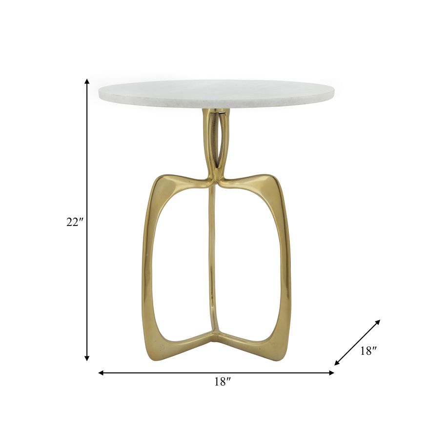 Sagebrook Metal Accent Table - White Marble