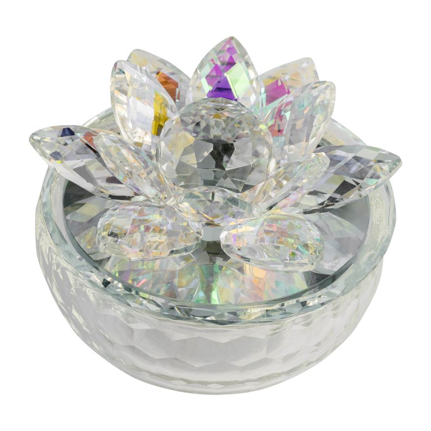 Sagebrook 5" Crystal Lotus Trinket Jar - Rainbow