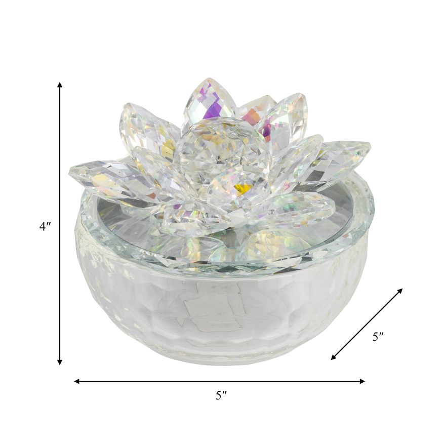 Sagebrook 5" Crystal Lotus Trinket Jar - Rainbow