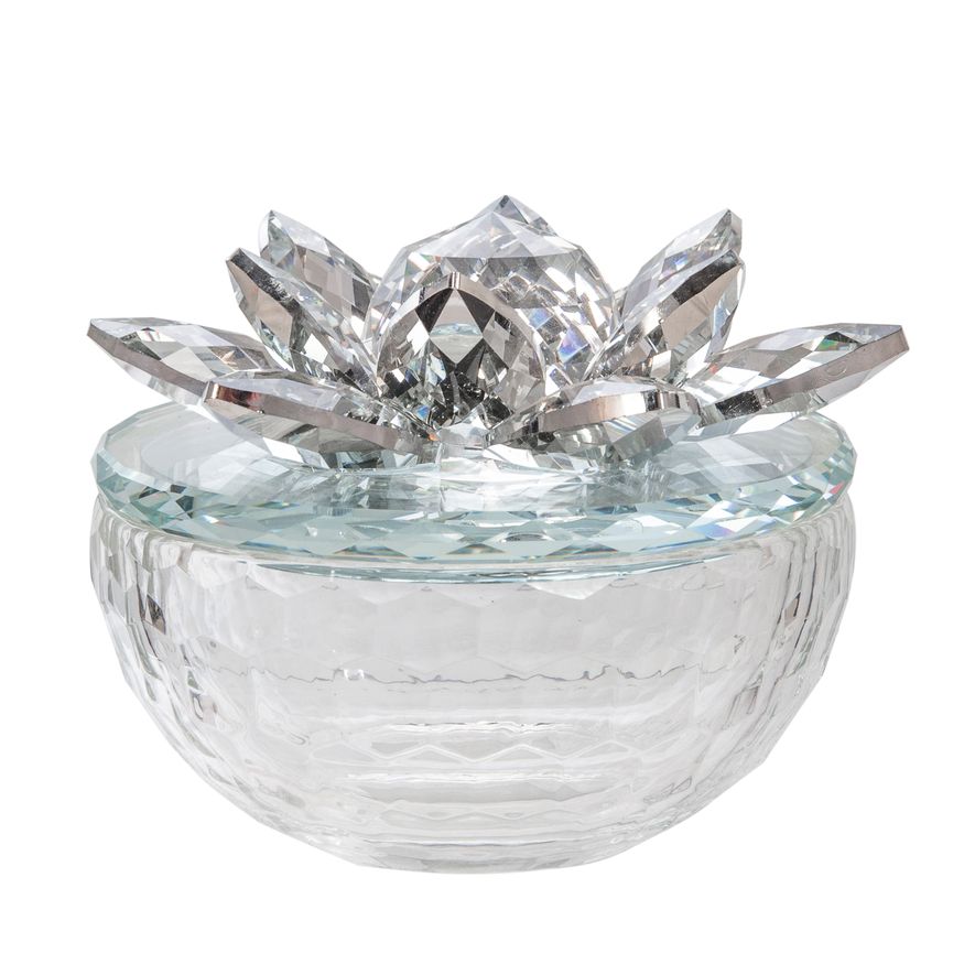 Sagebrook 5" Crystal Lotus Trinket Jar