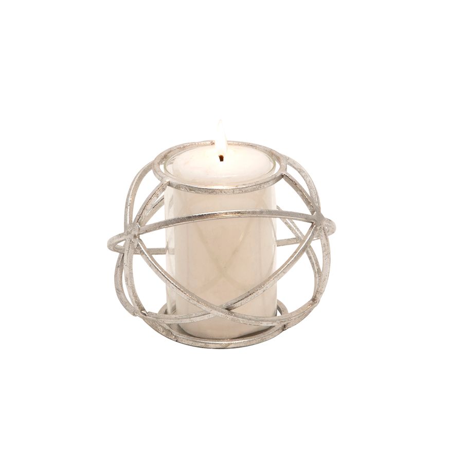 Sagebrook 6" Orb Candle Holders (Set Of 2) - Silver