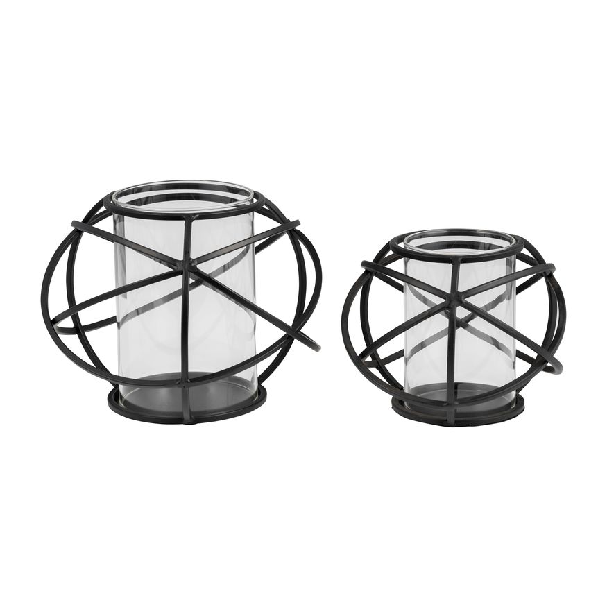 Sagebrook 6" Orb Candle Holders (Set Of 2) - Black