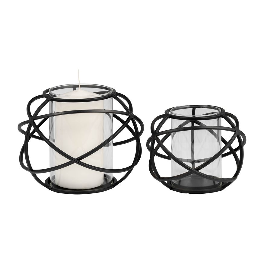 Sagebrook 6" Orb Candle Holders (Set Of 2) - Black