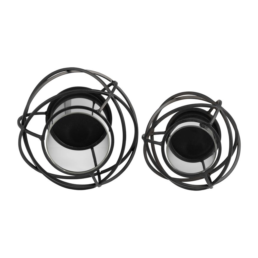 Sagebrook 6" Orb Candle Holders (Set Of 2) - Black