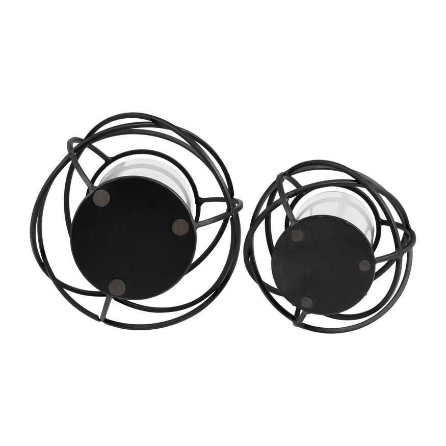 Sagebrook 6" Orb Candle Holders (Set Of 2) - Black