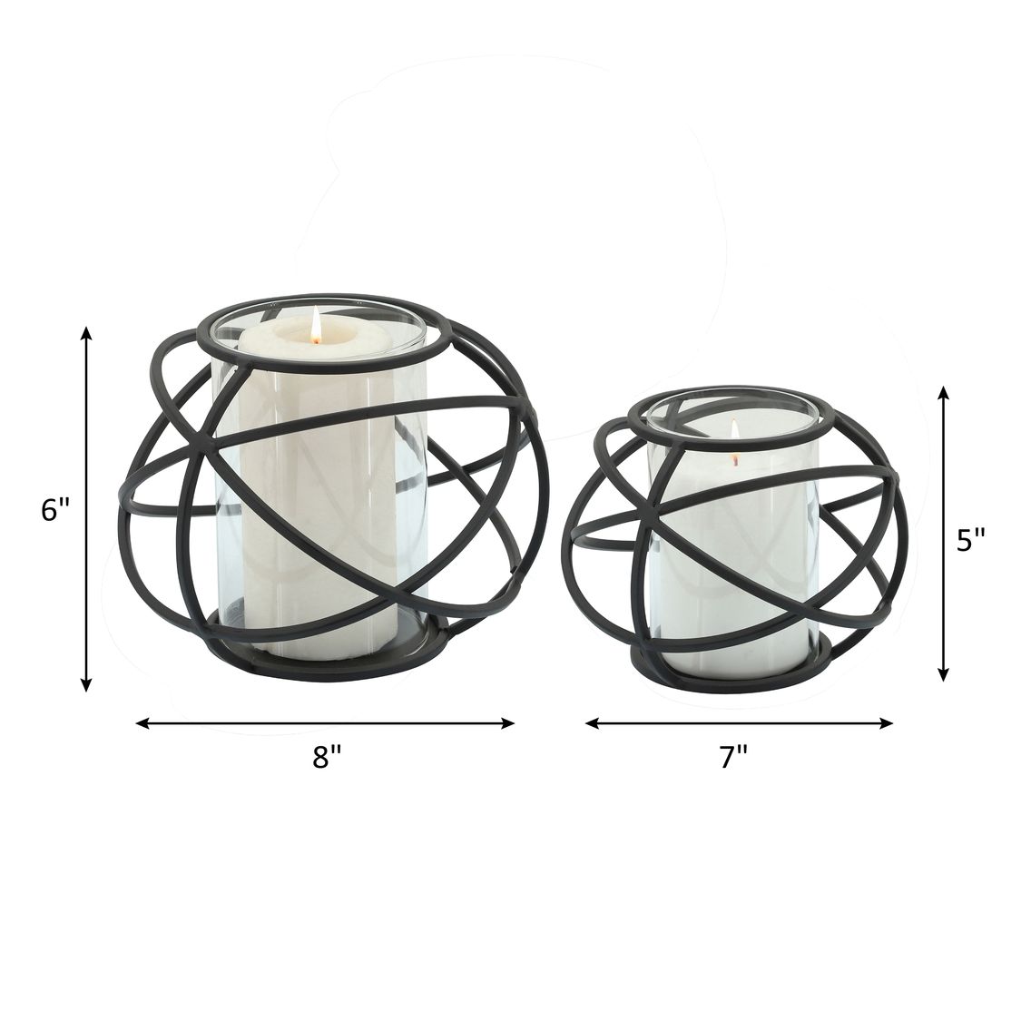 Sagebrook 6" Orb Candle Holders (Set Of 2) - Black