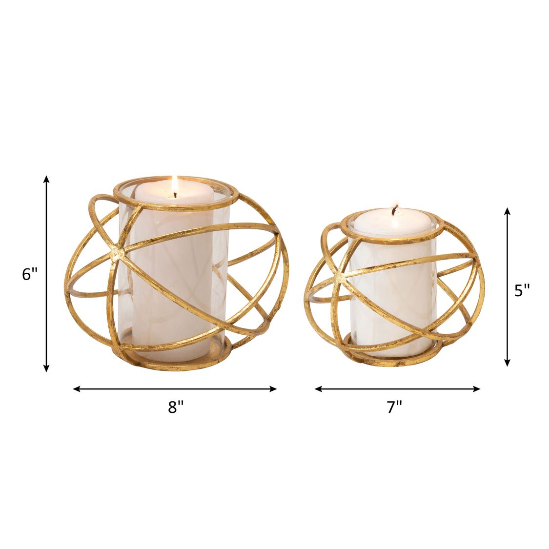 Sagebrook 6" Orb Candle Holders (Set Of 2) - Gold