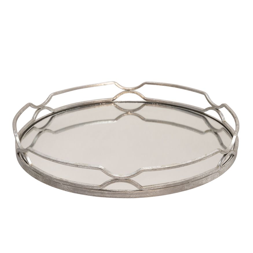 Sagebrook 18"/16" Metal Round Trays (Set Of 2) - Silver Leaf