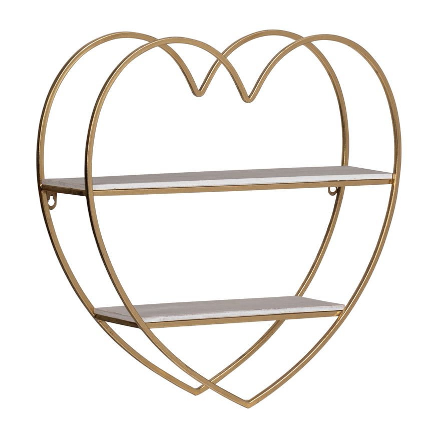 Sagebrook Metal/Wood 2 Tier Heart Wall Shelf