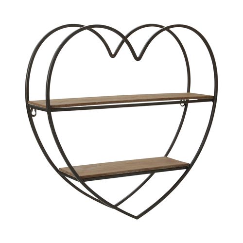 Sagebrook Metal/Wood 2 Tier Heart Wall Shelf