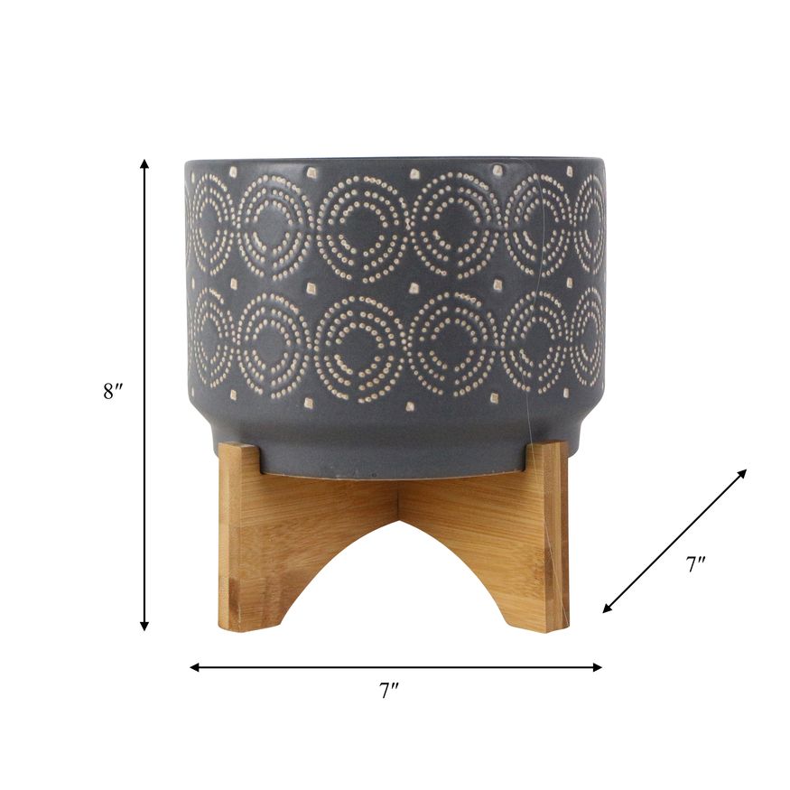 Sagebrook™ 7" Swirl Ceramic Planter On Stand - Gray