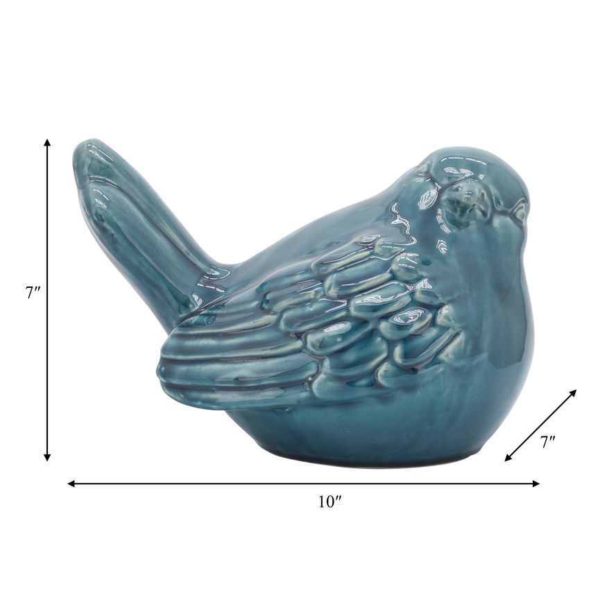 Sagebrook 10" Ceramic Bird Figurine - Turquiose