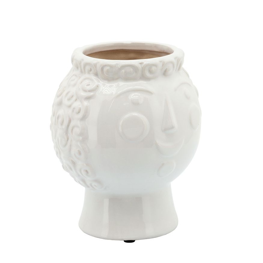 Sagebrook 6" Grandma Face Planter - White