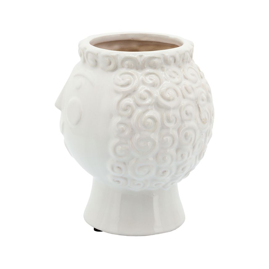 Sagebrook 6" Grandma Face Planter - White