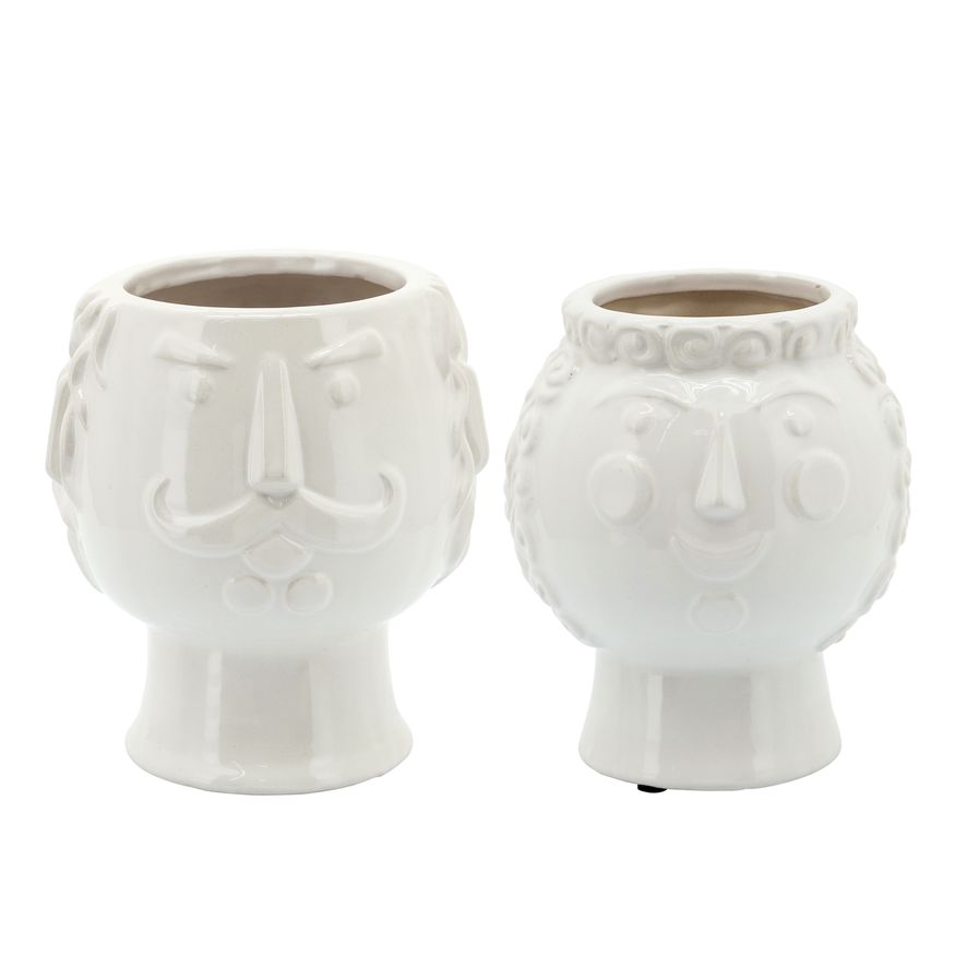 Sagebrook 6" Grandma Face Planter - White