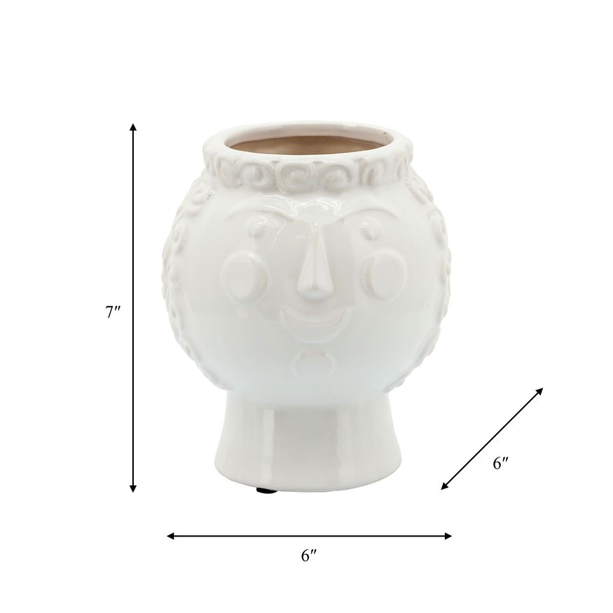 Sagebrook 6" Grandma Face Planter - White