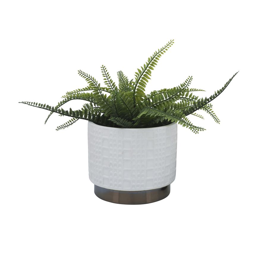 Sagebrook 6"/8" Mesh Metallic Planters (Set Of 2) - White