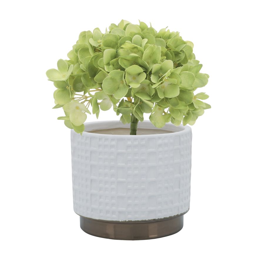 Sagebrook 6"/8" Mesh Metallic Planters (Set Of 2) - White