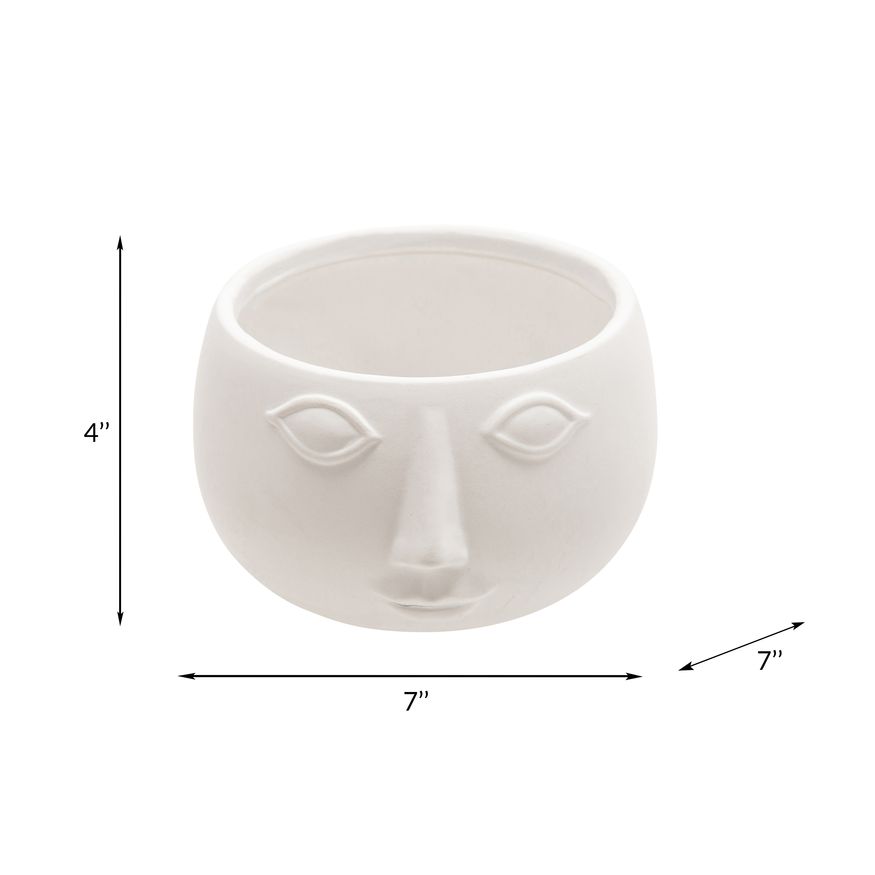 Sagebrook 7" Ceramic Face Planter - Matte White