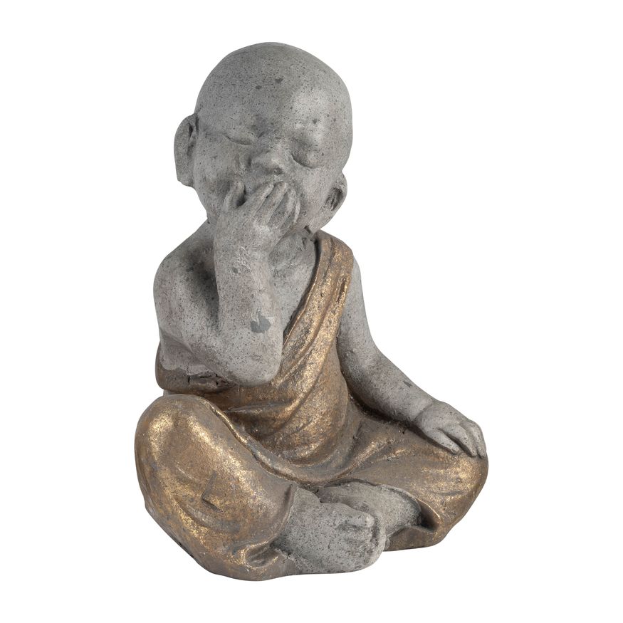 Sagebrook 12" Polyresin No Speak Baby Monk - Gray/Gold