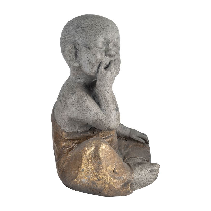 Sagebrook 12" Polyresin No Speak Baby Monk - Gray/Gold