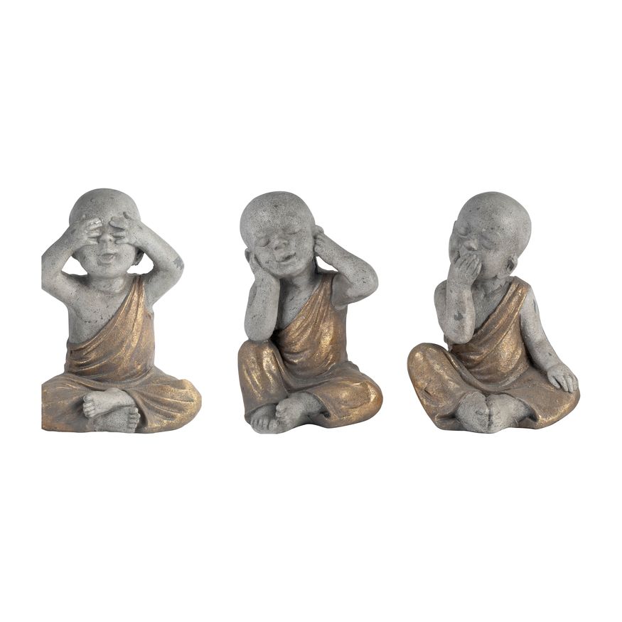 Sagebrook 12" Polyresin No Speak Baby Monk - Gray/Gold