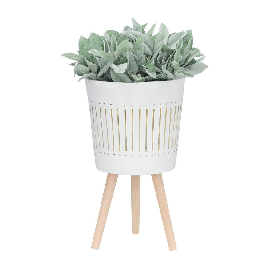 Sagebrook 10"/12" Planters With Wood Legs (Set Of 2) - White (kd)