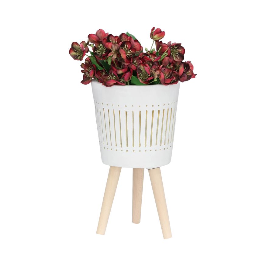 Sagebrook 10"/12" Planters With Wood Legs (Set Of 2) - White (kd)