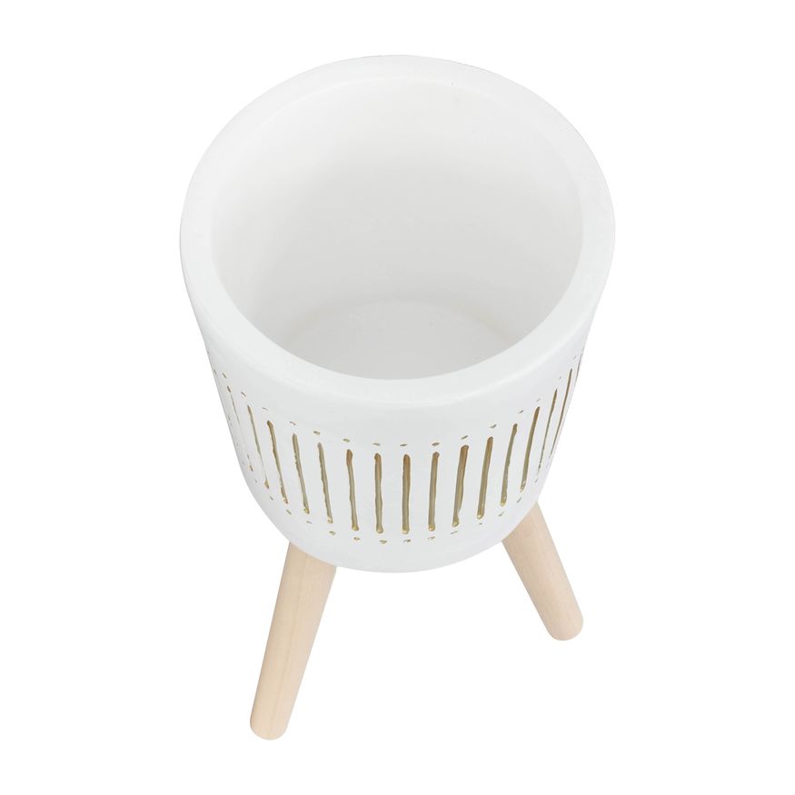 Sagebrook 10"/12" Planters With Wood Legs (Set Of 2) - White (kd)