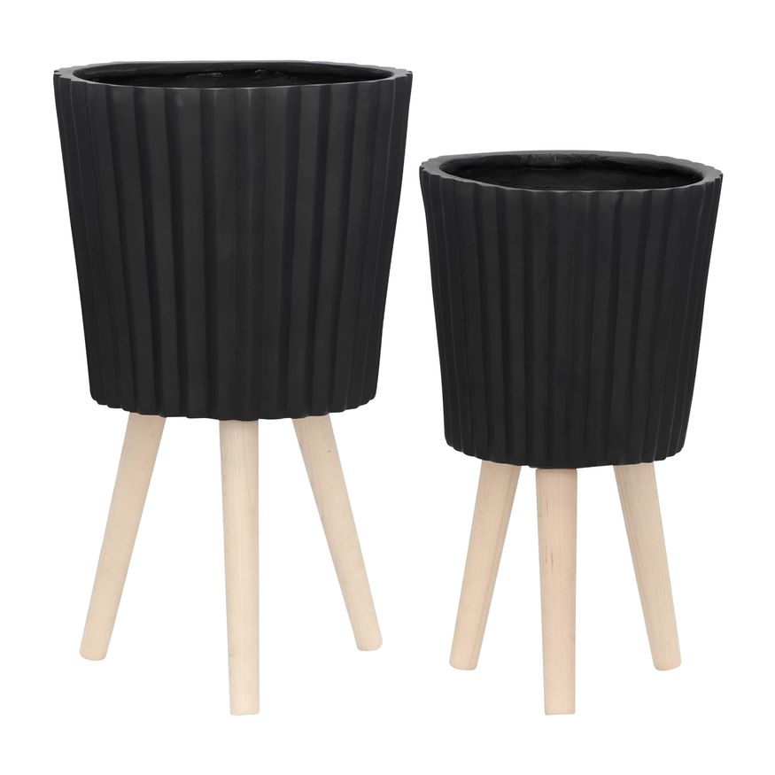 Sagebrook 10"/12" Planters With Wood Legs (Set Of 2)