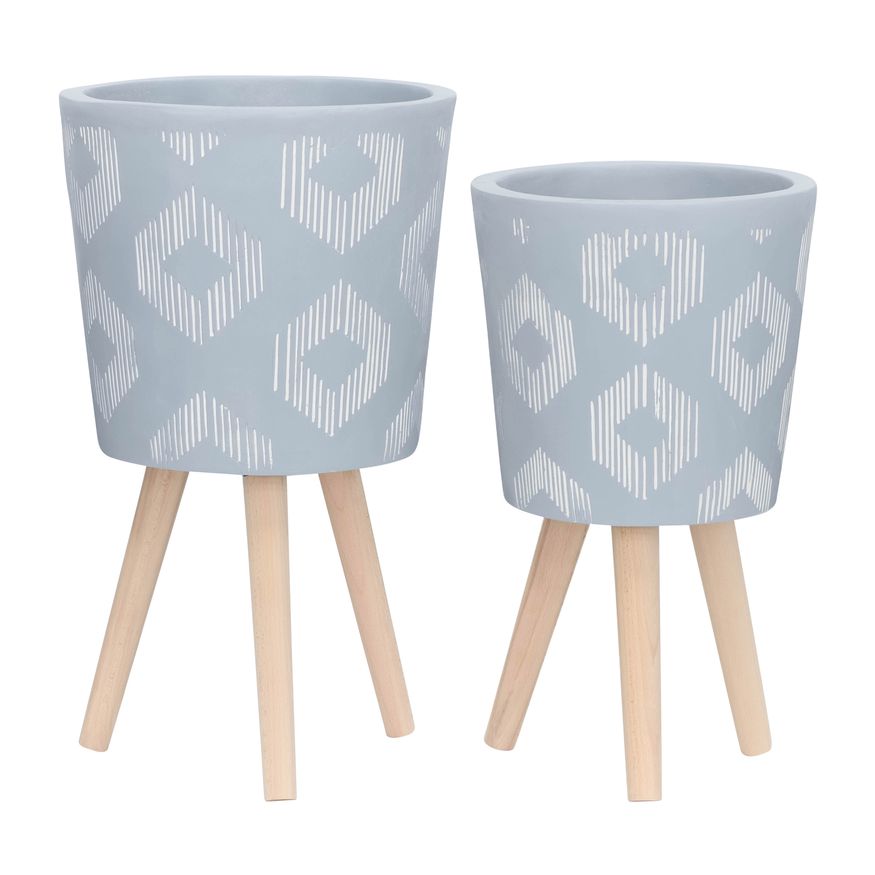 Sagebrook 10"/12" Planters With Wood Legs (Set Of 2)