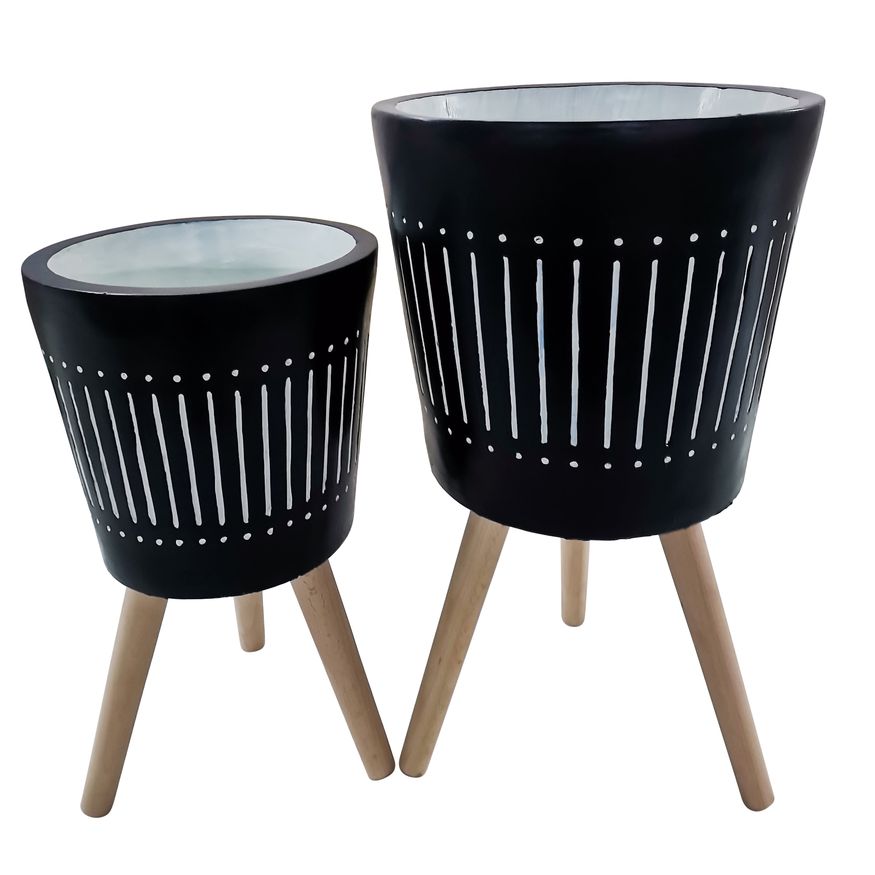 Sagebrook 10"/12" Planters With Wood Legs (Set Of 2)