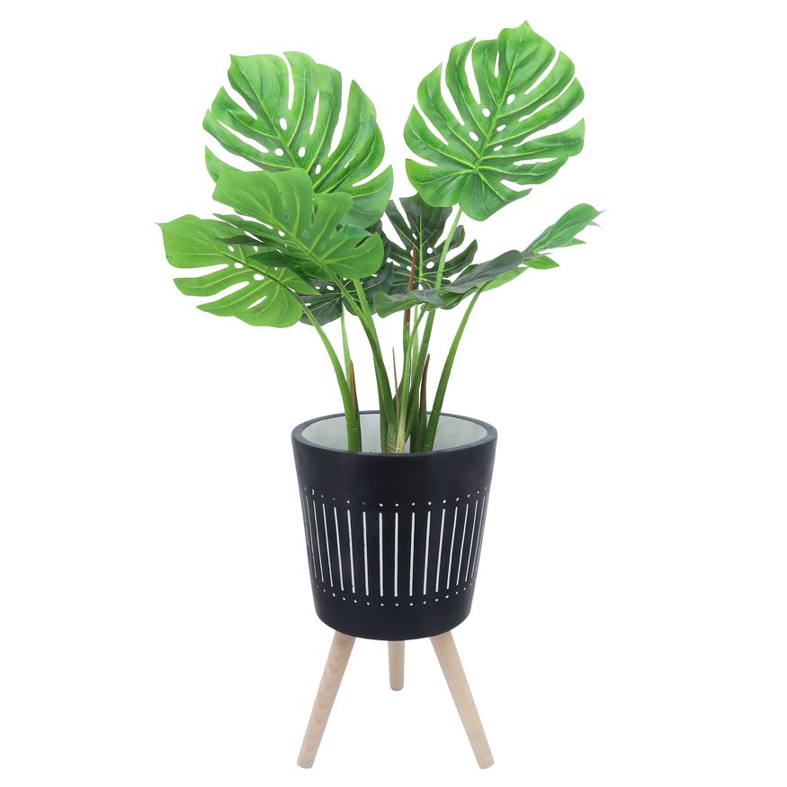 Sagebrook™ 10"/12" Planters With Wood Legs (Set Of 2) - Navy (kd)