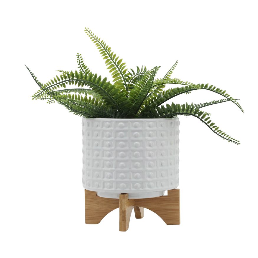 Sagebrook™ 8" Dotted Planter With Stand - White