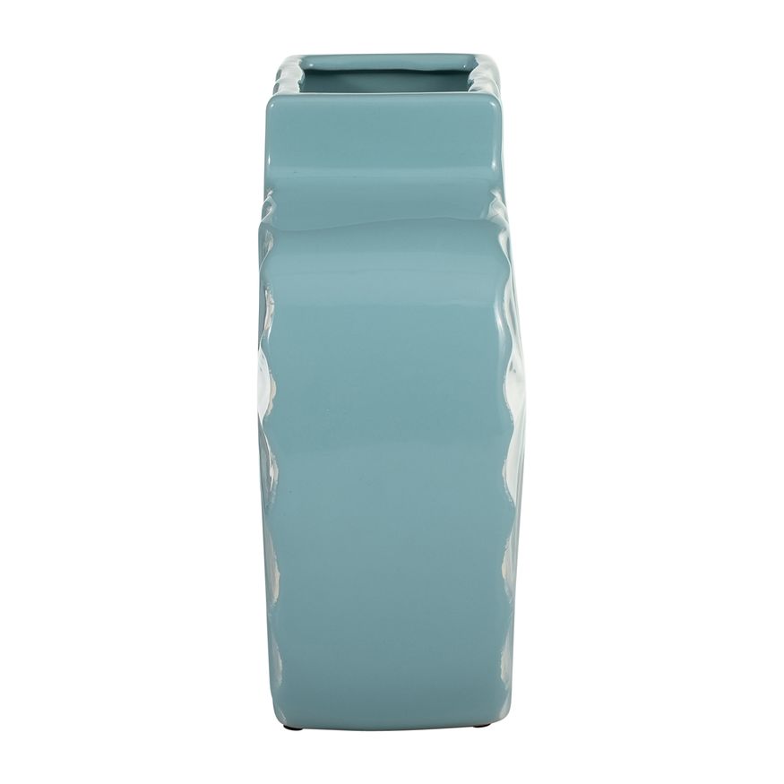 Sagebrook 8" Ceramic Textured Vase - Aqua