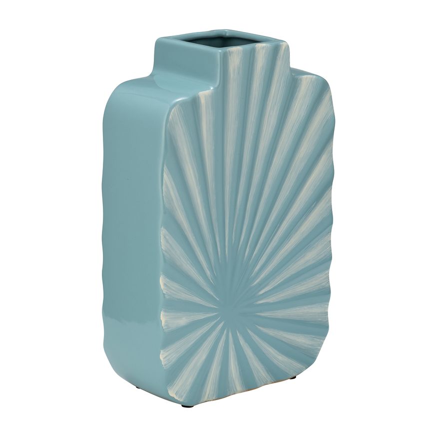 Sagebrook 12" Ceramic Textured Vase - Aqua