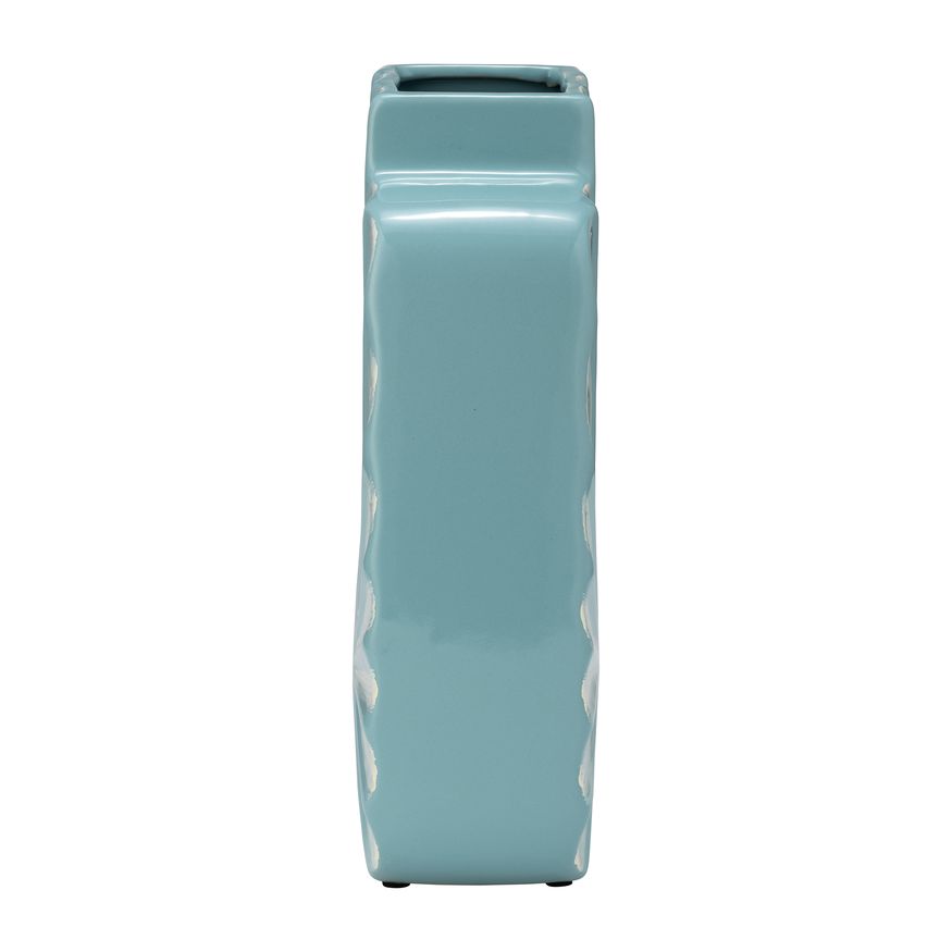 Sagebrook 12" Ceramic Textured Vase - Aqua