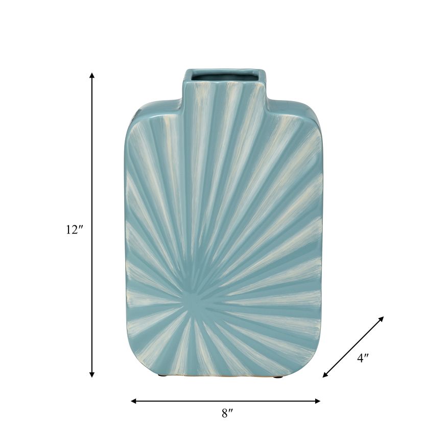 Sagebrook 12" Ceramic Textured Vase - Aqua