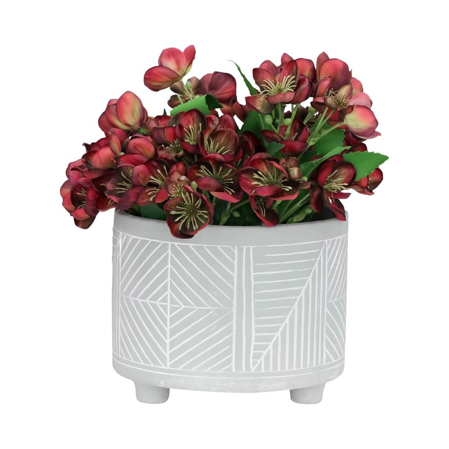 Sagebrook 10"/12" Ceramic Diamond Footed Planters (Set Of 2) - Gray