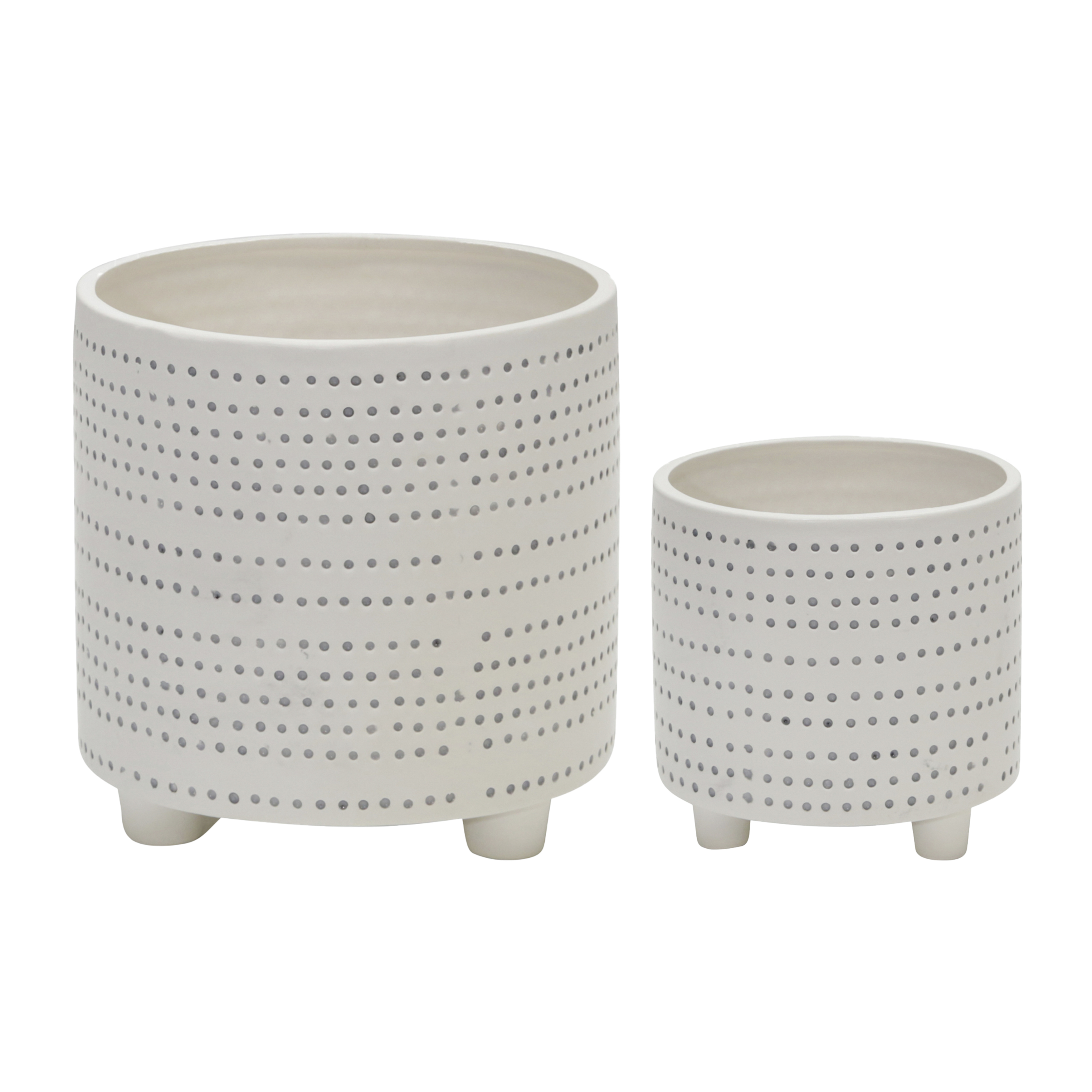 Sagebrook 8" Ceramic Footed Planter with Dots (Set Of 2)