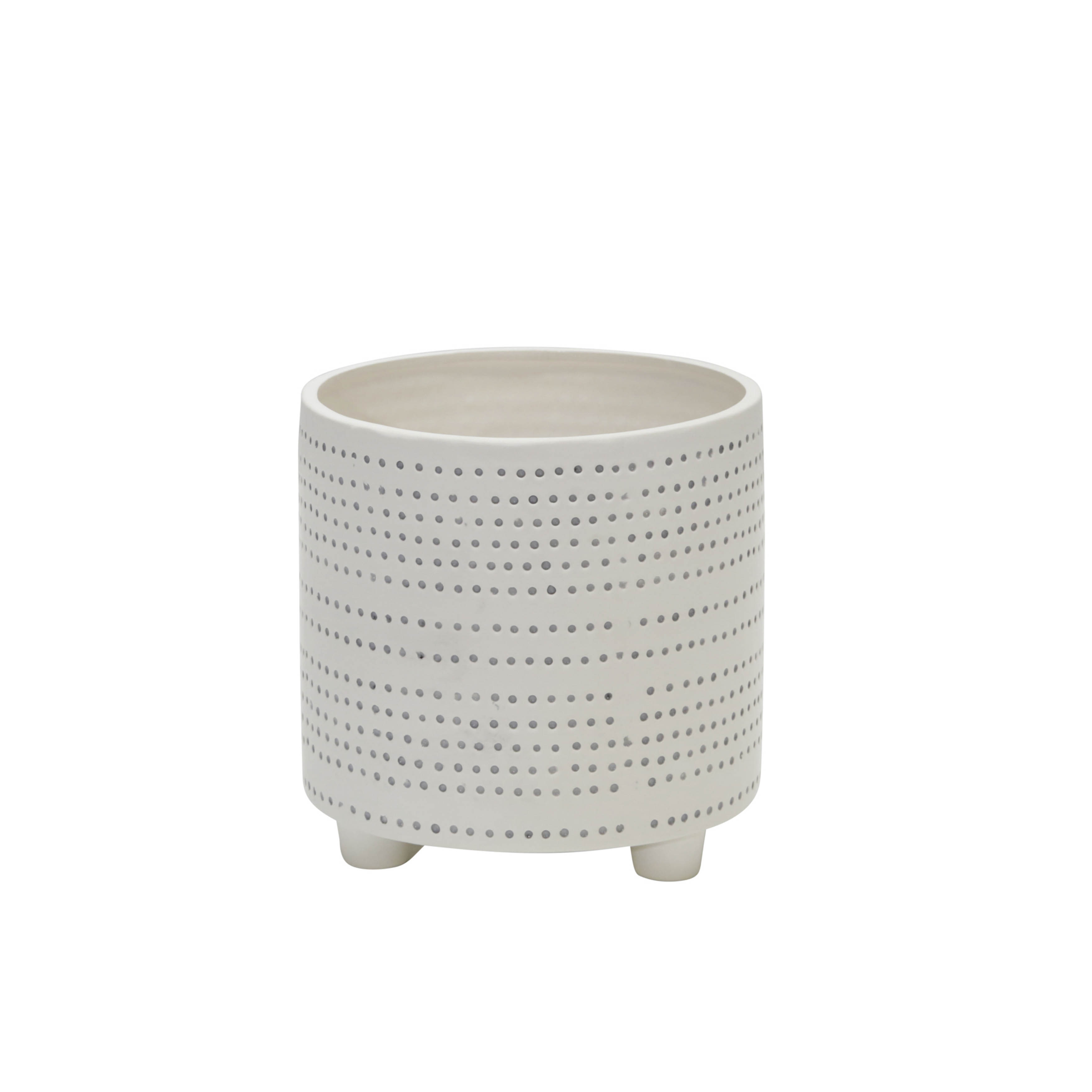 Sagebrook 8" Ceramic Footed Planter with Dots (Set Of 2) - Ivory