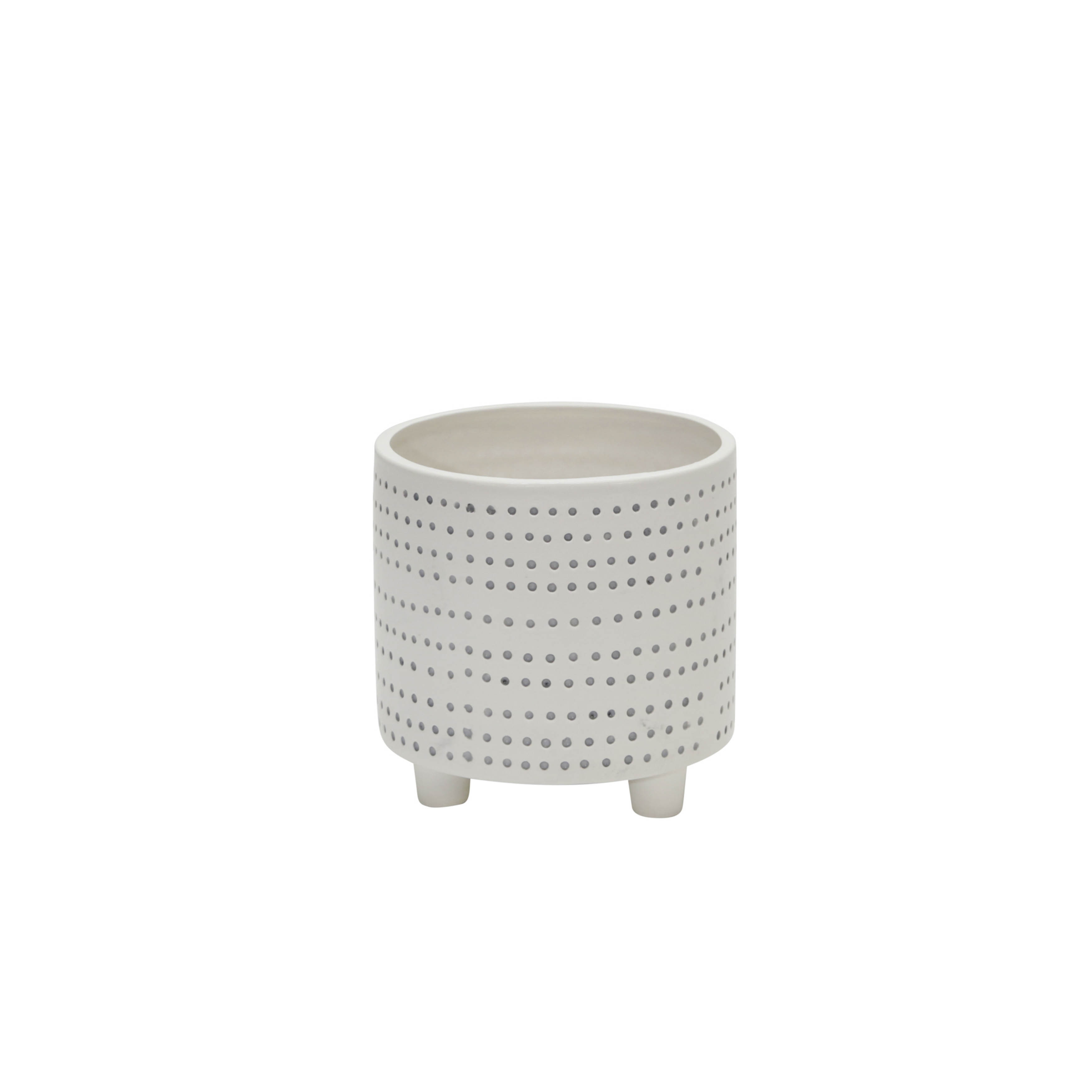 Sagebrook 8" Ceramic Footed Planter with Dots (Set Of 2) - Ivory