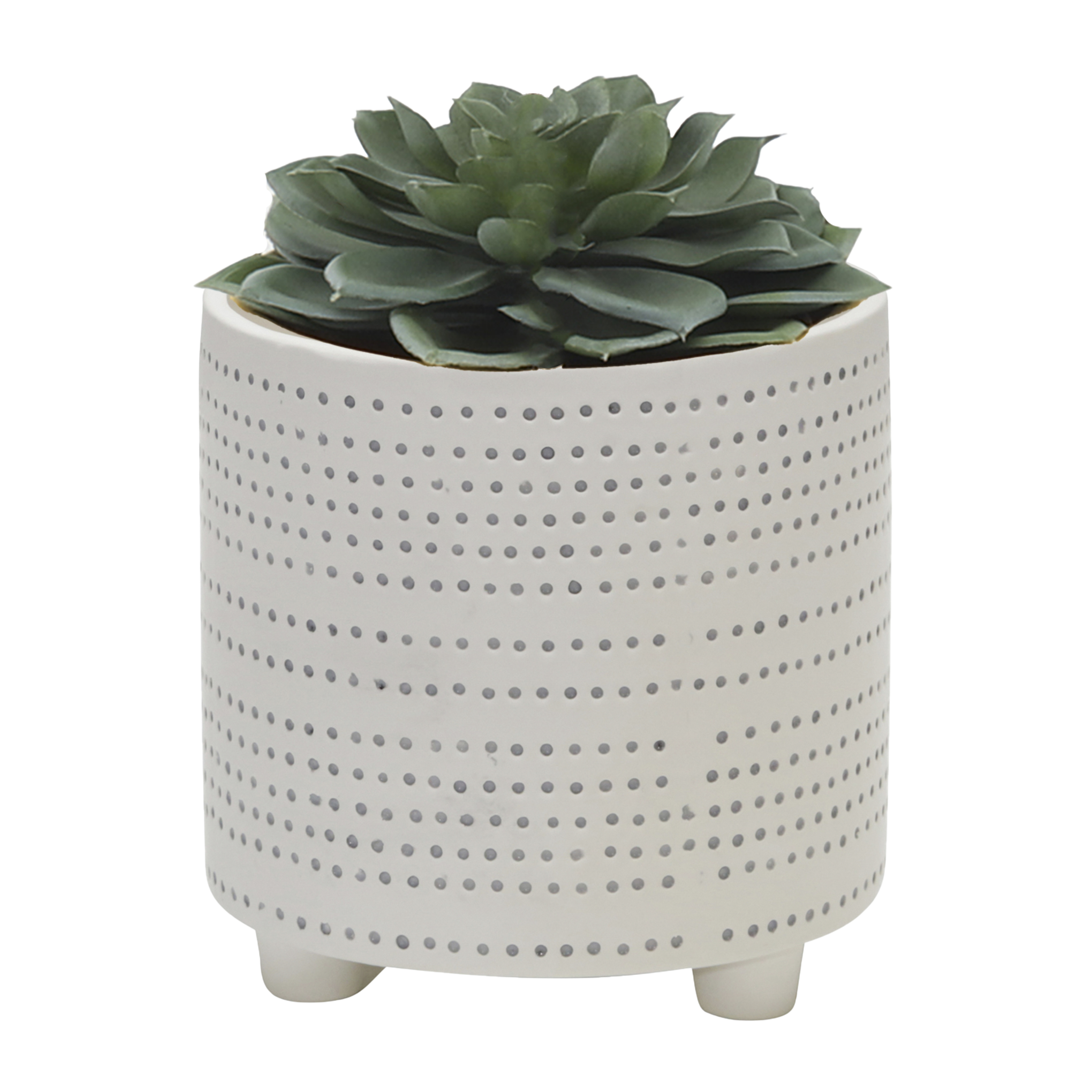 Sagebrook 8" Ceramic Footed Planter with Dots (Set Of 2) - Ivory