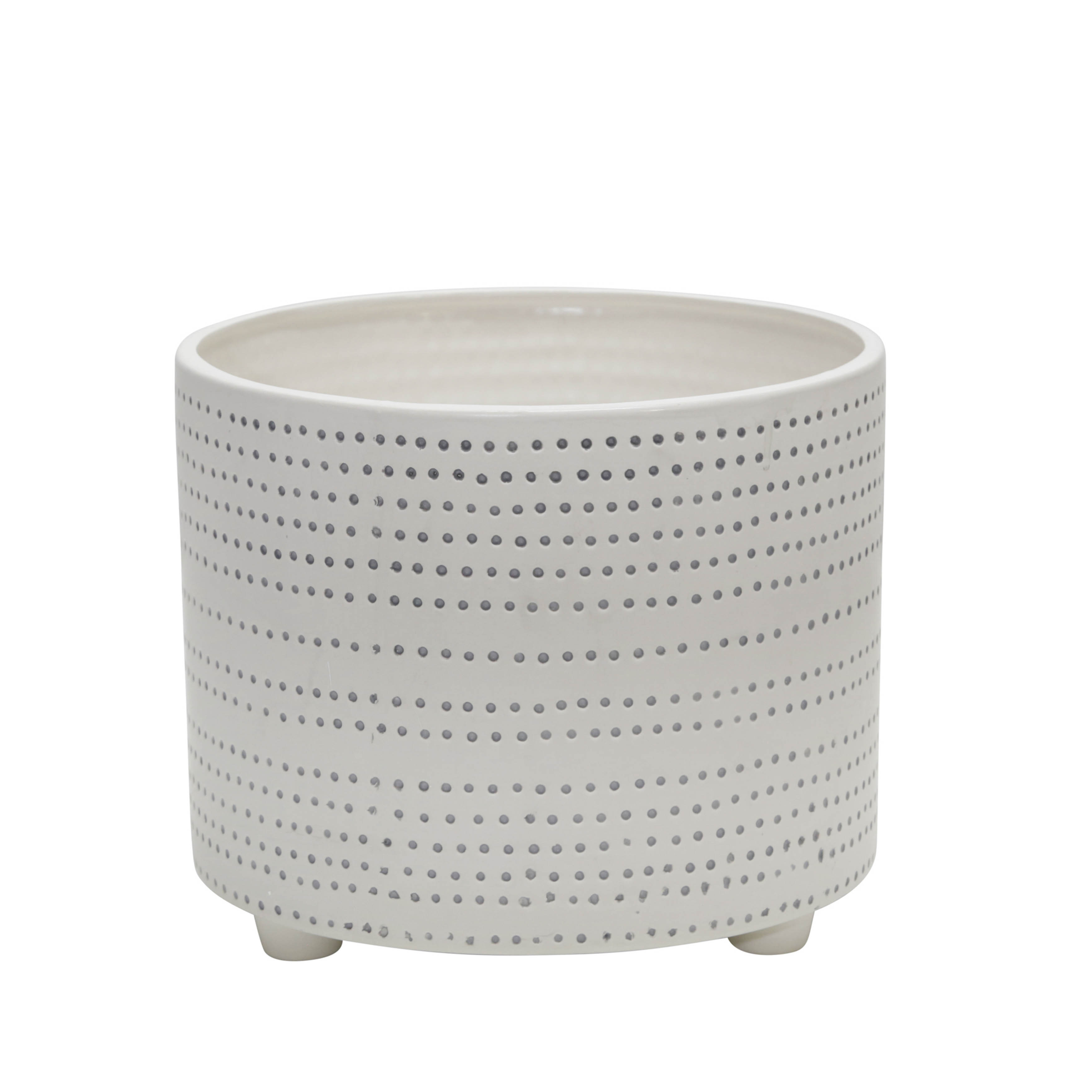 Sagebrook 12" Ceramic Footed Planter with Dots (Set Of 2) - Ivory