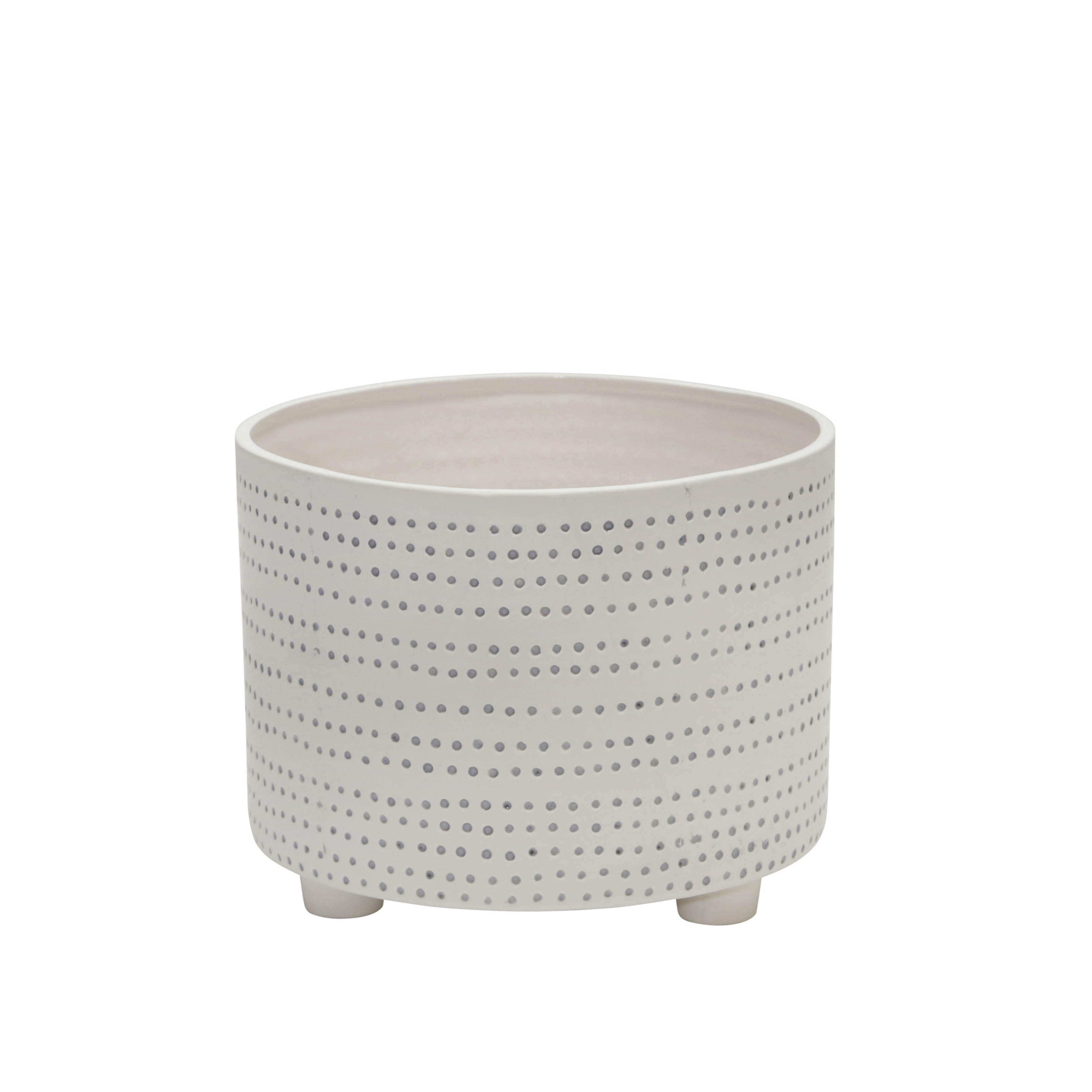 Sagebrook 12" Ceramic Footed Planter with Dots (Set Of 2) - Ivory